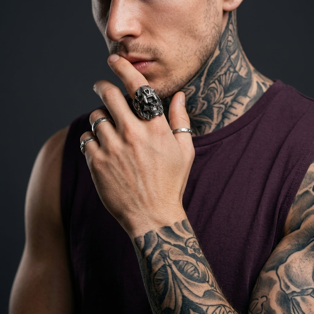 Tribal-Totenkopf-Häuptlings-Ring
