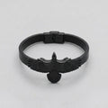 Dunkle Flügel Gothic-Raben-Leder-Wickelarmband