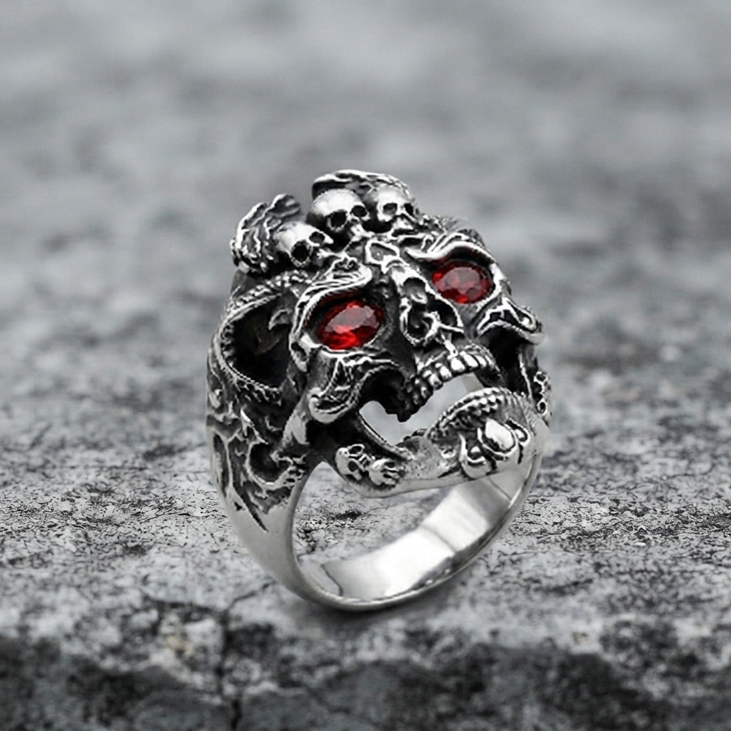 Antiker-Multi-Totenkopf-Ring