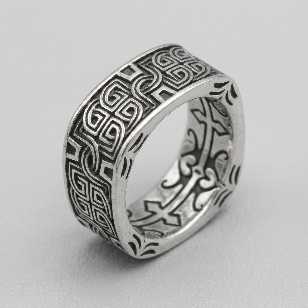 Keltischer-Knoten-Bandring, keltischer Labyrinth-Bandring