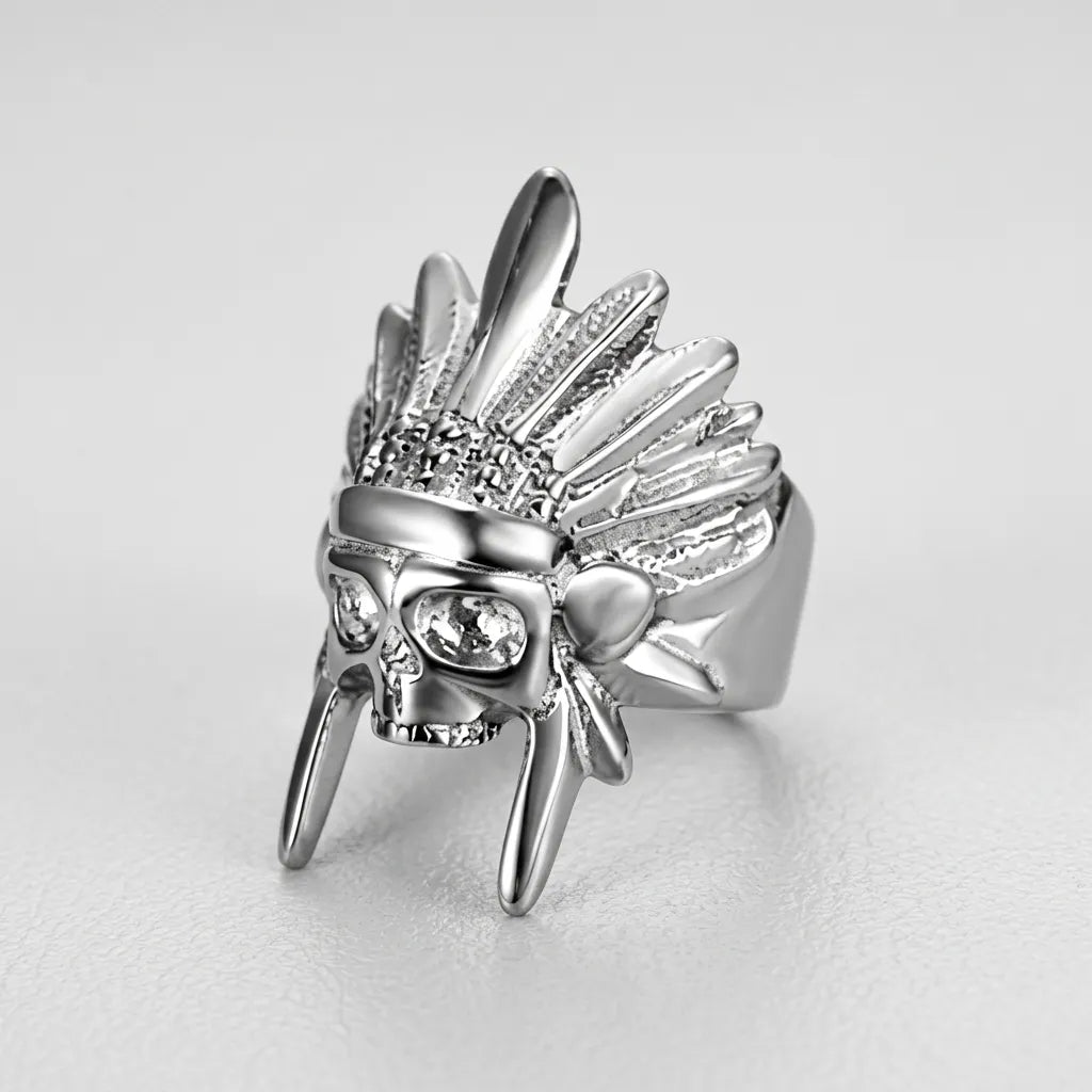 Kriegshäuptling-Totenkopf-Ring