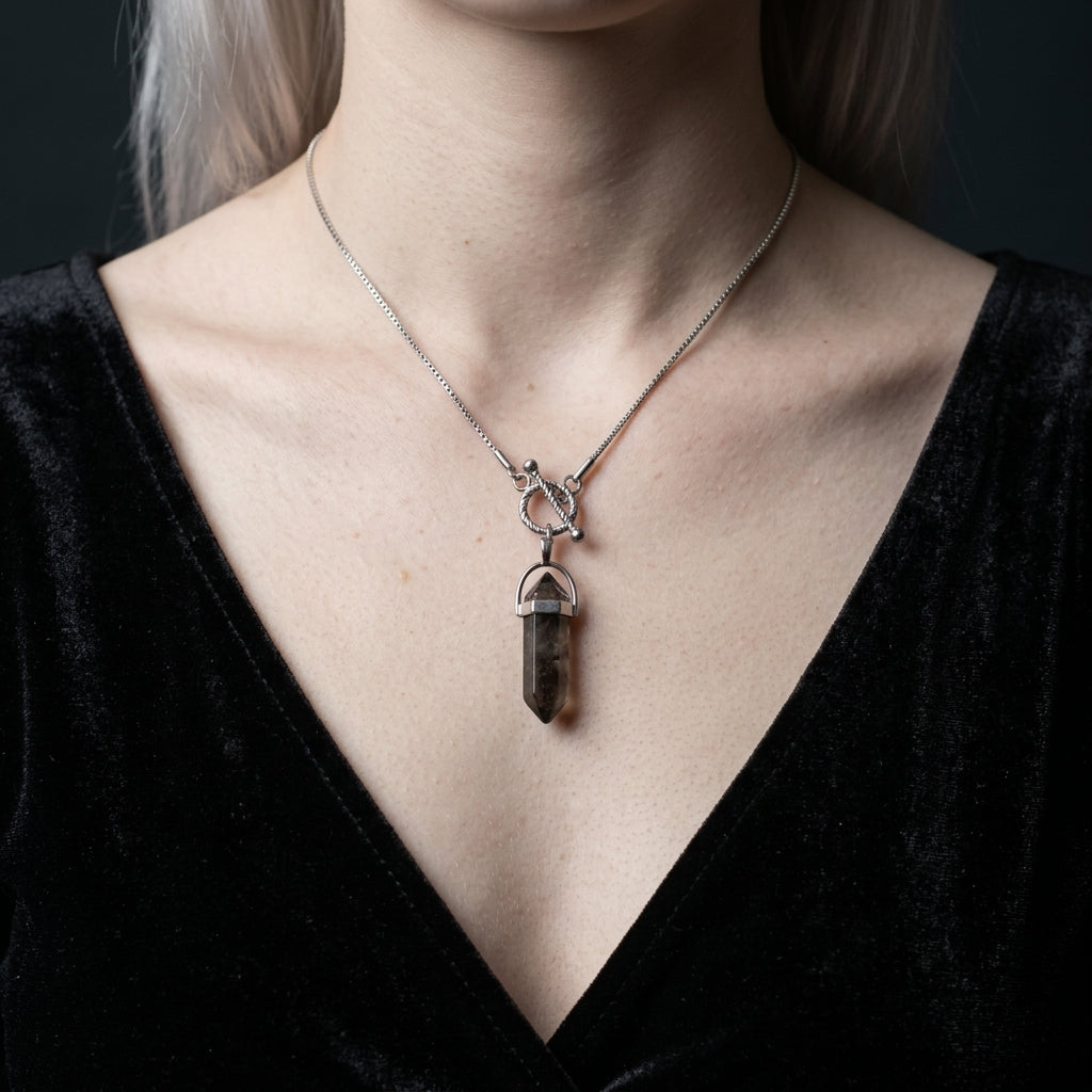 Serpentinen-Chiffre-Kristallspitzen-Halskette