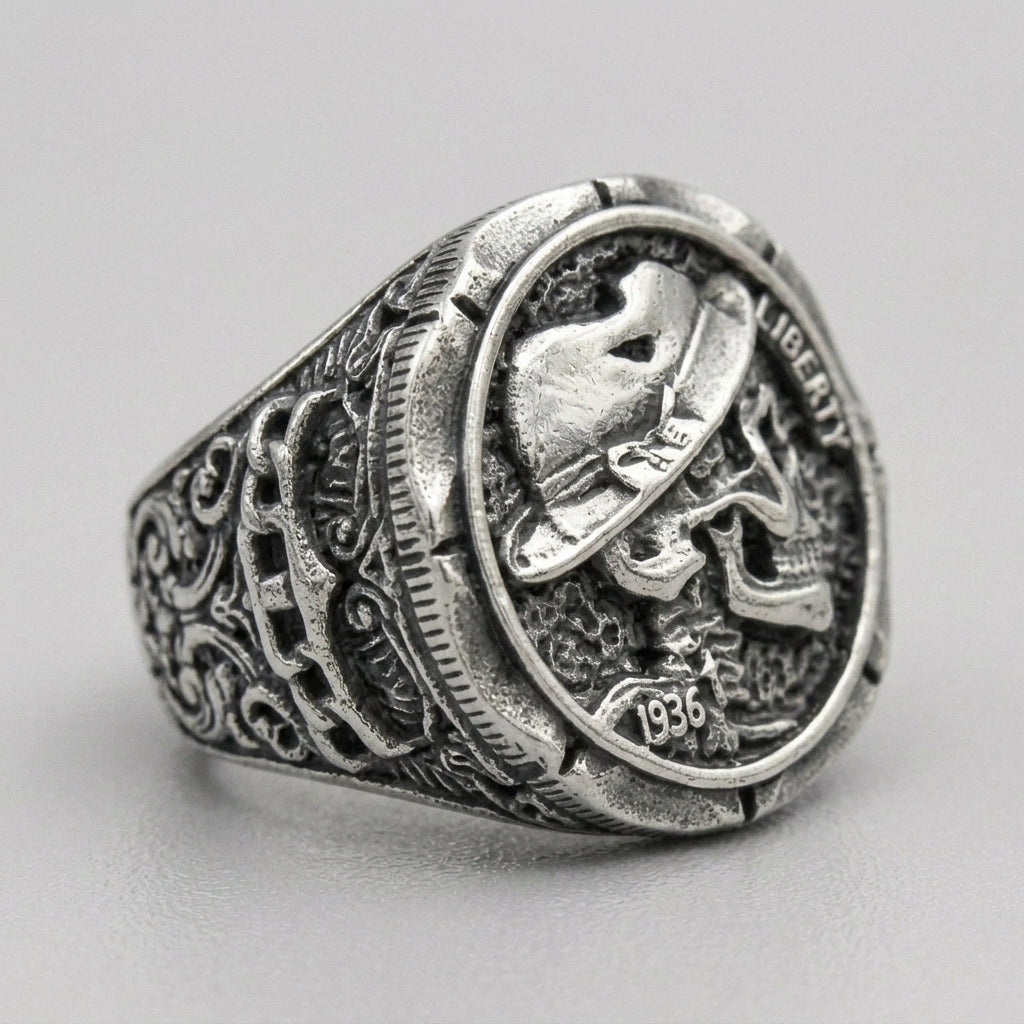 Hobo-Nickel-Totenkopf-Ring