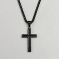 Kräftiges-schwarzes-Kreuz-Anhänger-Halskette