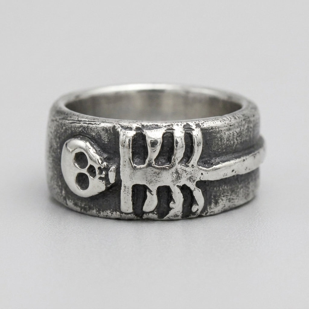 Totenkopf-&-Wirbelsäule Skelett-Bandring