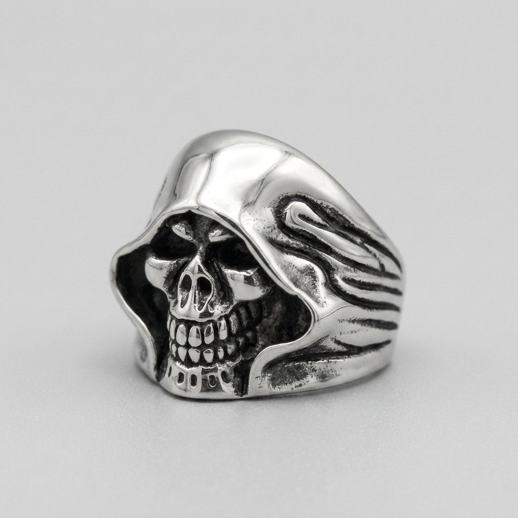 Kapuzen-Totenkopf-Sensenmann-Statement-Ring