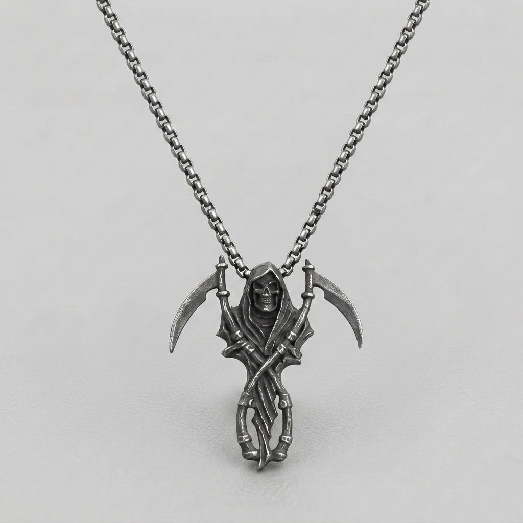 Vintage-Totenkopf-Anhänger-Halskette