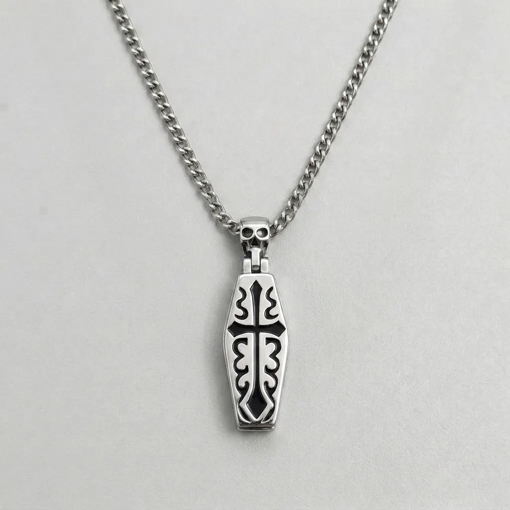 Verfluchter-Sarg-Kreuz Dunkle-Halskette