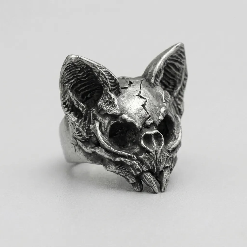Katzenschädel-Statement-Ring