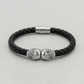 Zwillings-Totenkopf schwarzes geflochtenes Lederarmband
