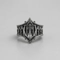 Gothic gewölbtes Filigran, oxidierter silberner Statement-Ring