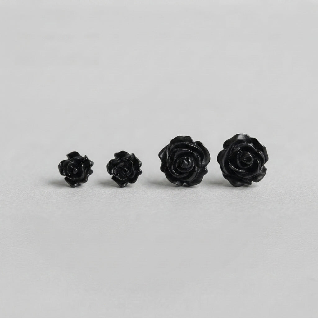 Schwarze-Rosen-Ohrstecker, 2er-Set