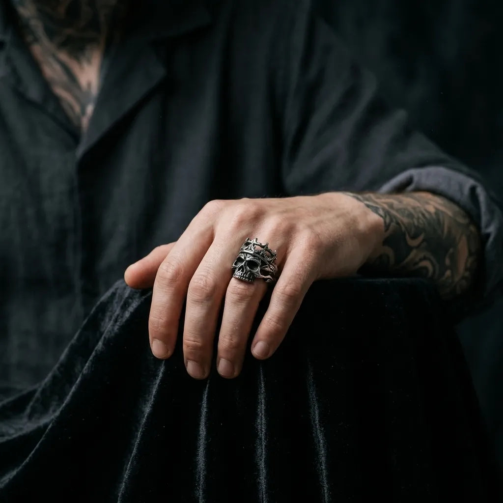 Gothic-Kronen-Totenkopf-Statement-Ring
