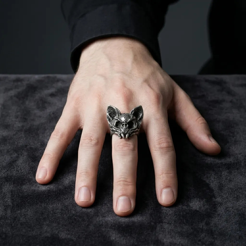 Katzenschädel-Statement-Ring