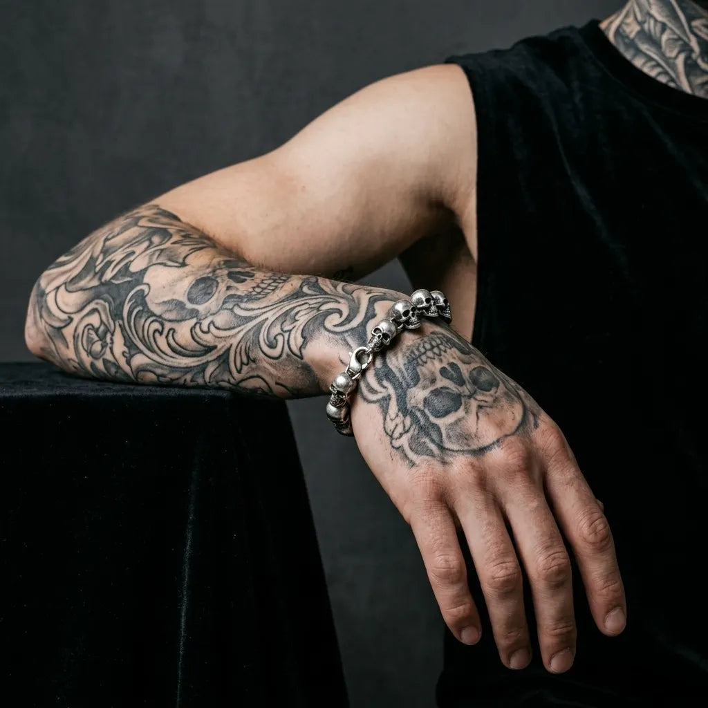 Sensenmann-Reihen-Totenkopf-Armband