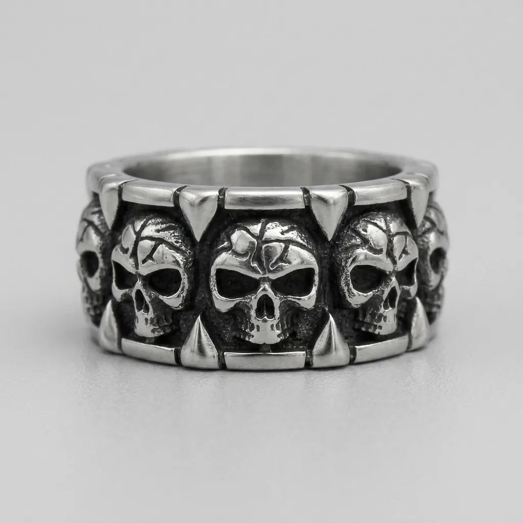 Bedornter-Totenkopf-Paneel-Statement-Bandring