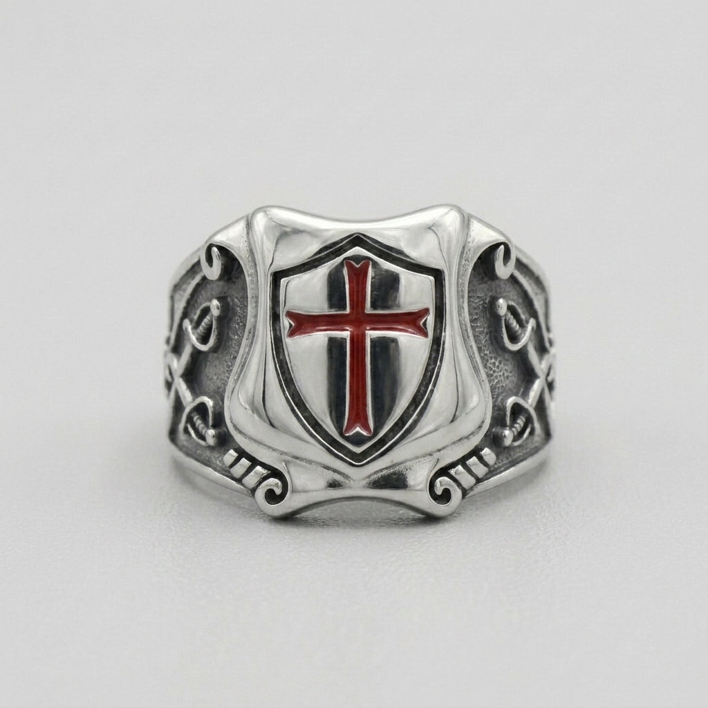 Templerritter-Kreuzfahrer-Schild-Ring