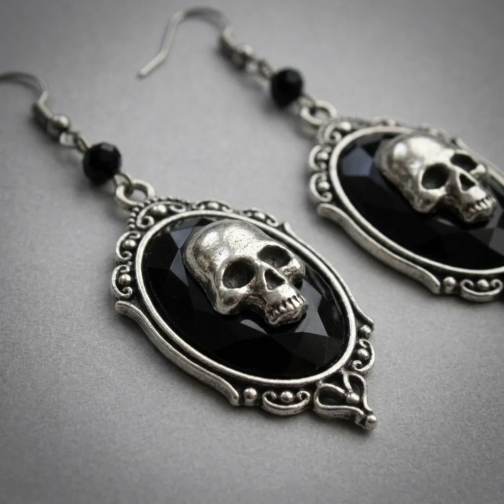 Totengräber-Totenkopf-Ohrringe