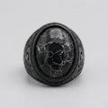 Schwarzer-Marmor ovaler Cabochon-Siegelring