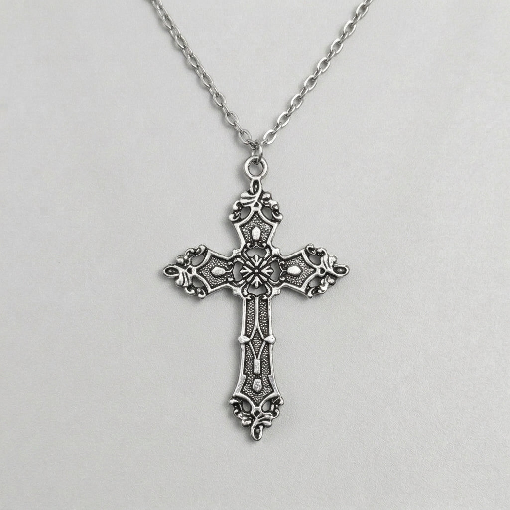 Antikes-barockes-Kreuz-Statement-Halskette