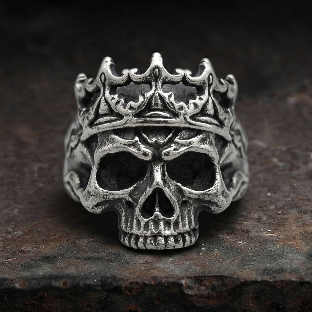 Gothic-Kronen-Totenkopf-Statement-Ring