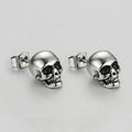 Polierte-3D-Totenkopf-Ohrstecker