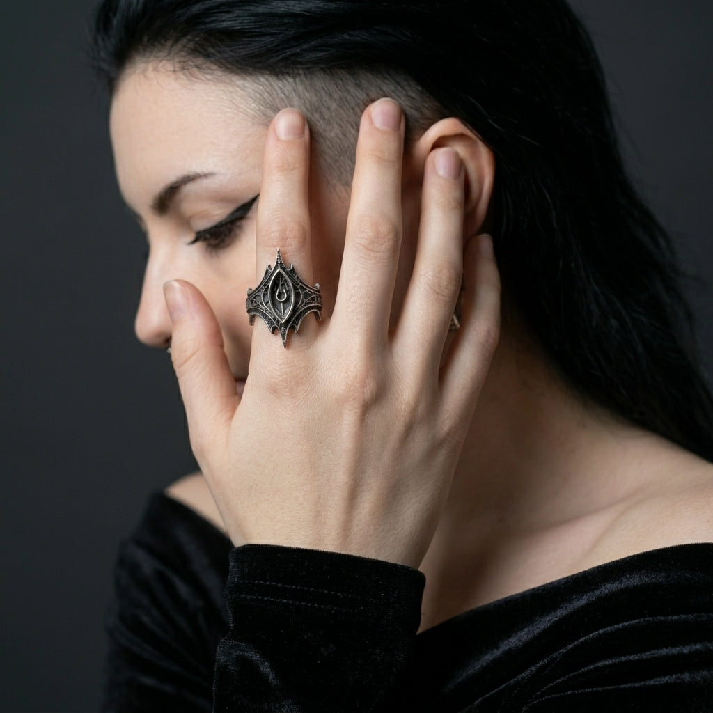 Obsidian-Speer-Kronen-Ring
