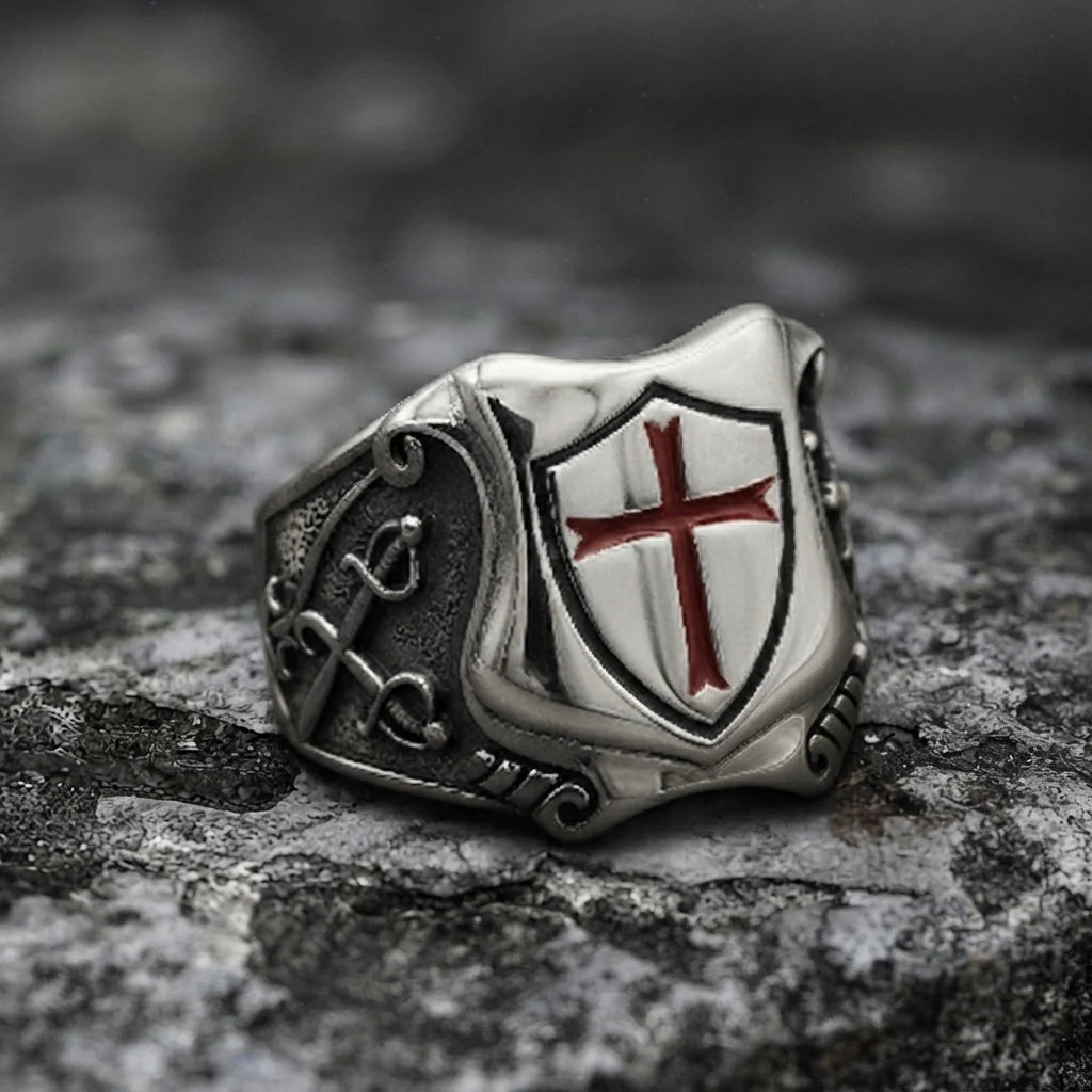 Templerritter-Kreuzfahrer-Schild-Ring
