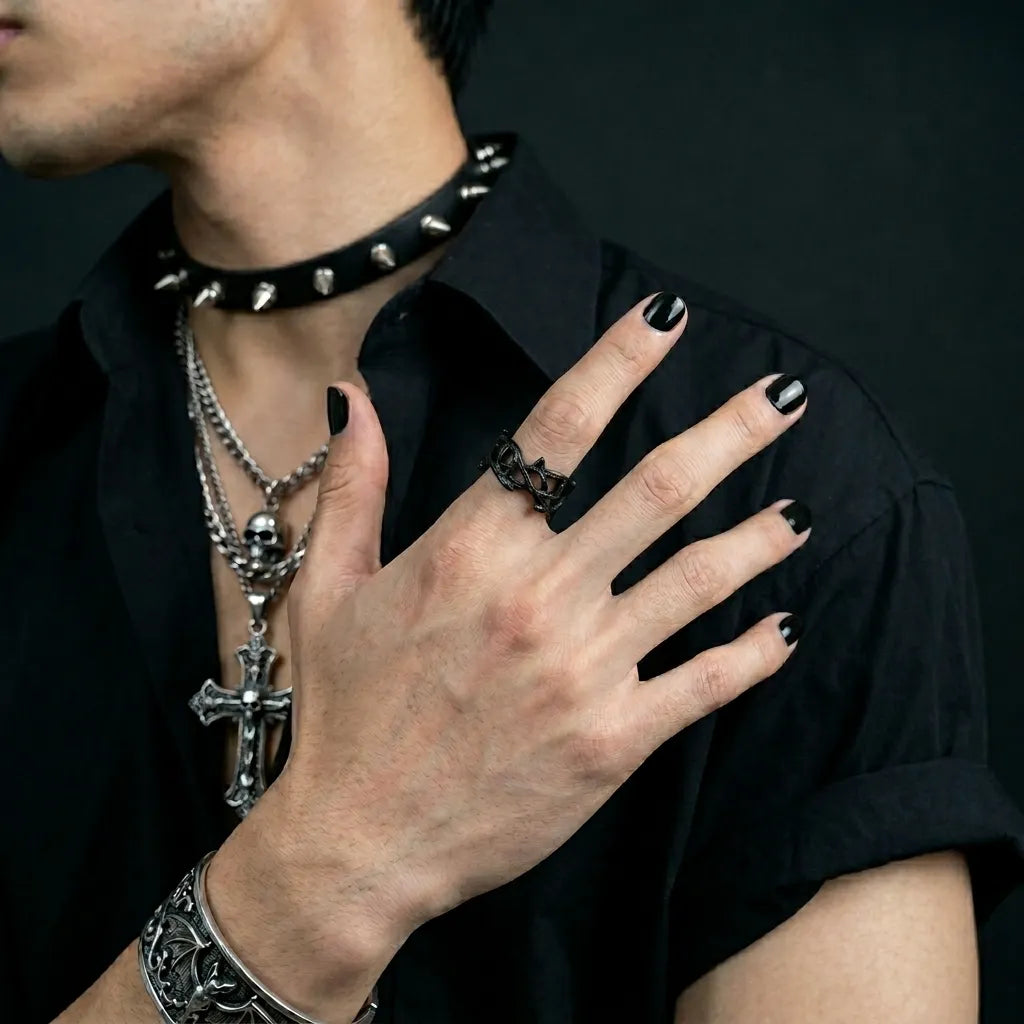 Gothic schwarzer ineinandergreifender Ring