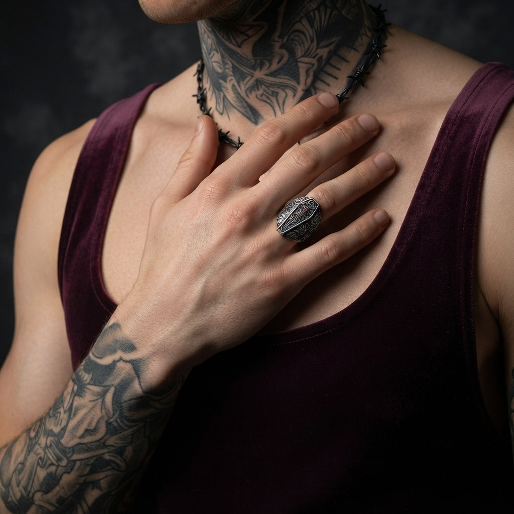 Gothic-Sarg-Kreuz-Ring