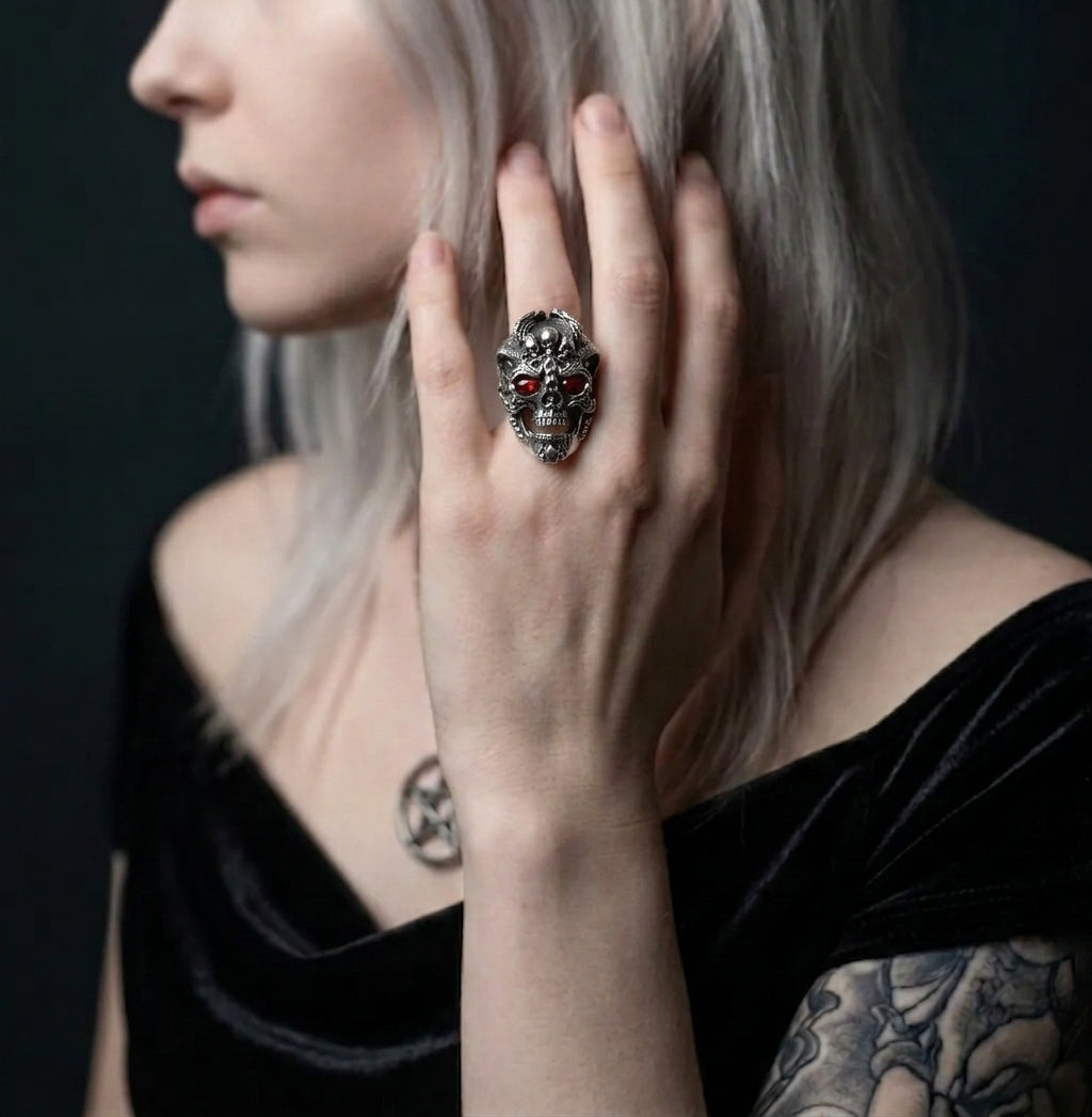 Antiker-Multi-Totenkopf-Ring