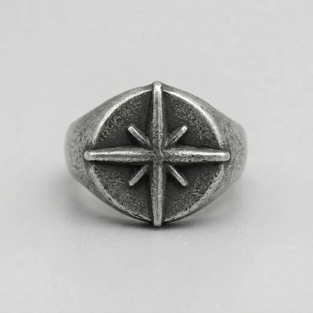 Nordstern-Kompassrose-Siegelring