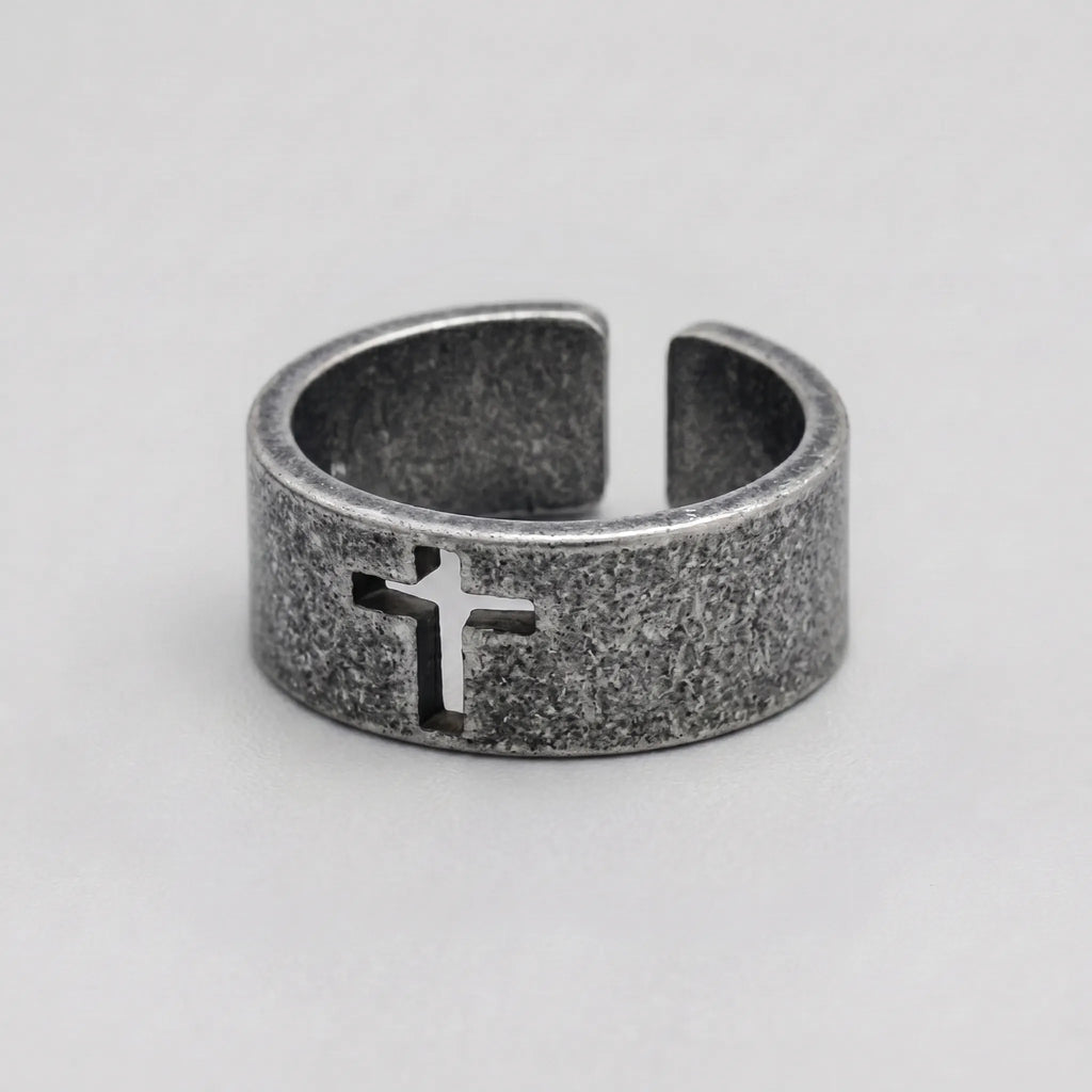 Schatten-Kreuz-Ausschnitt offener Bandring