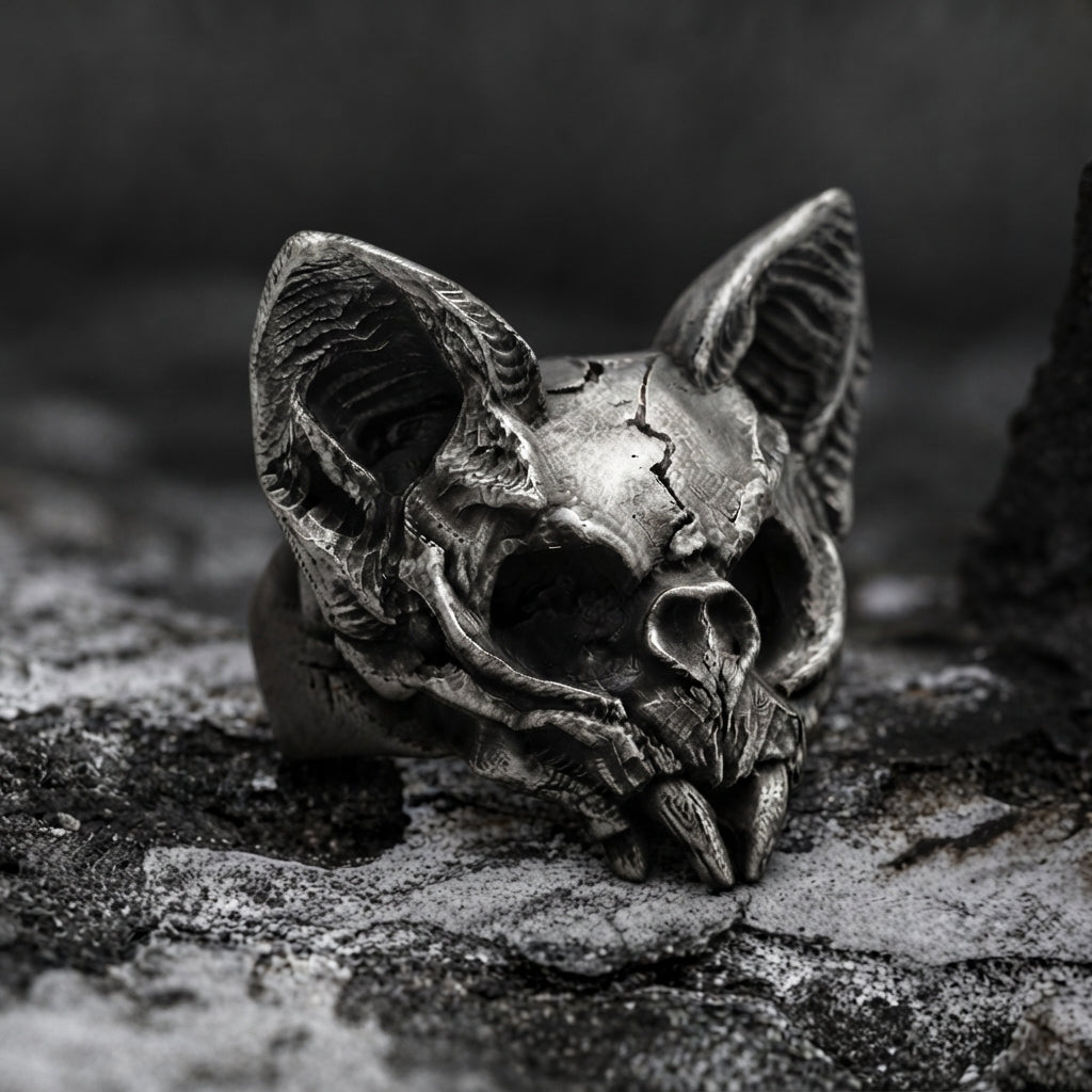Katzenschädel-Statement-Ring