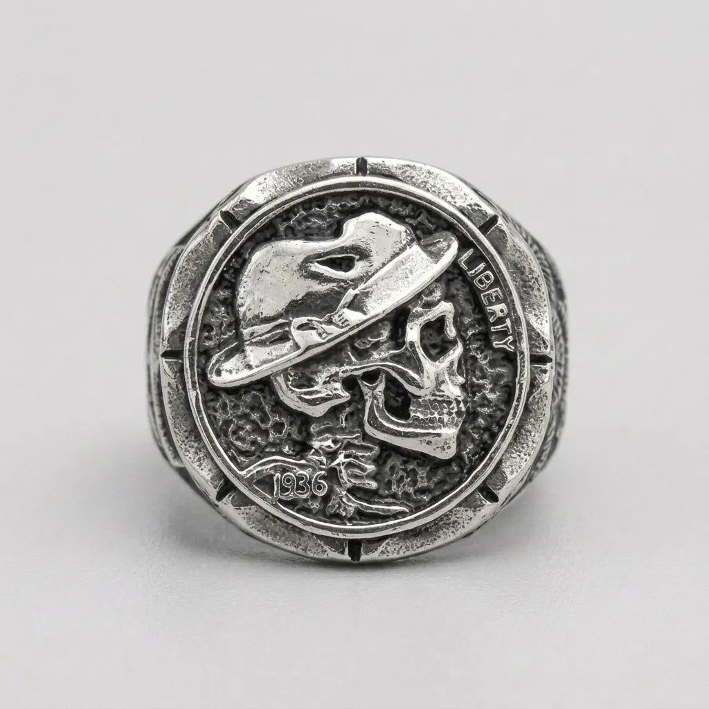 Hobo-Nickel-Totenkopf-Ring