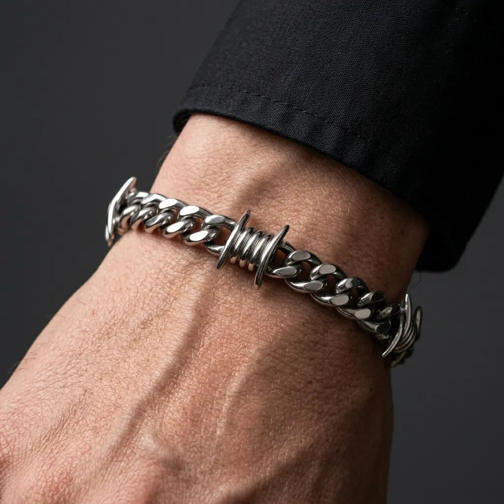 Stacheldraht-Kubaner-Gliederketten-Armband