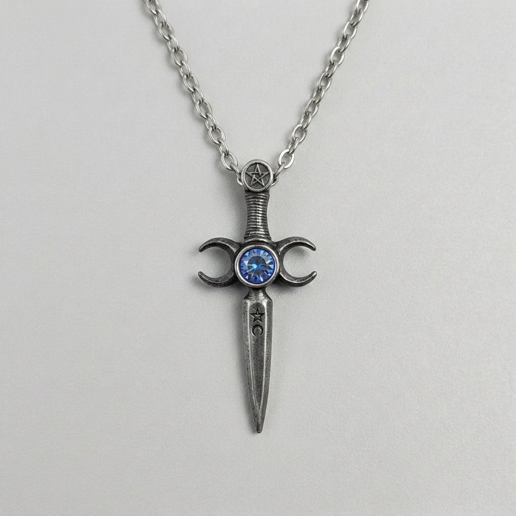 Dreifachmond-Athame-Dolch-Halskette