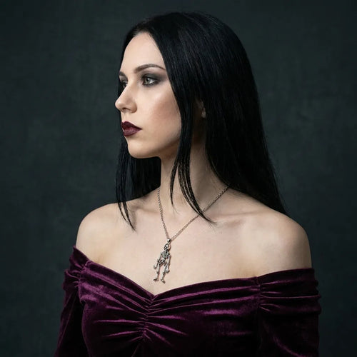Beweglicher-Skelett Gothic-Anhänger-Halskette