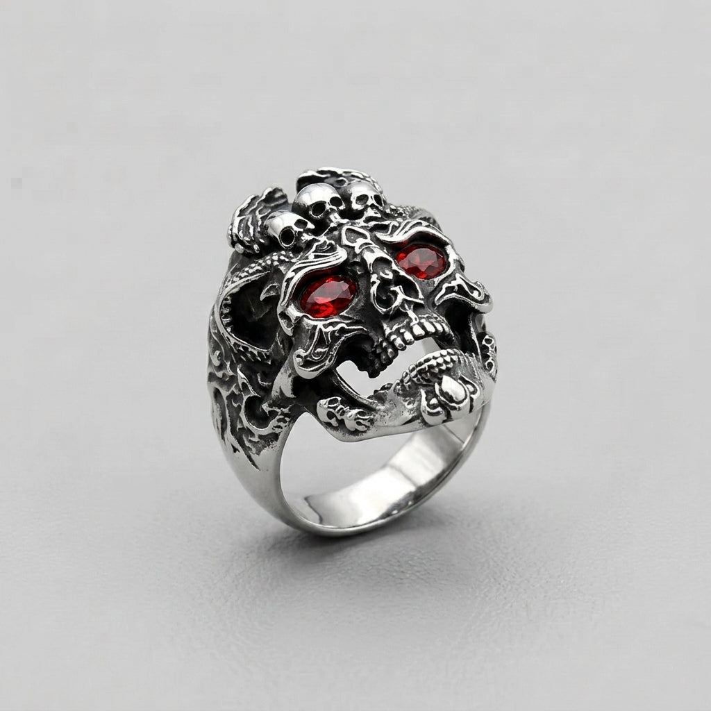 Antiker-Multi-Totenkopf-Ring