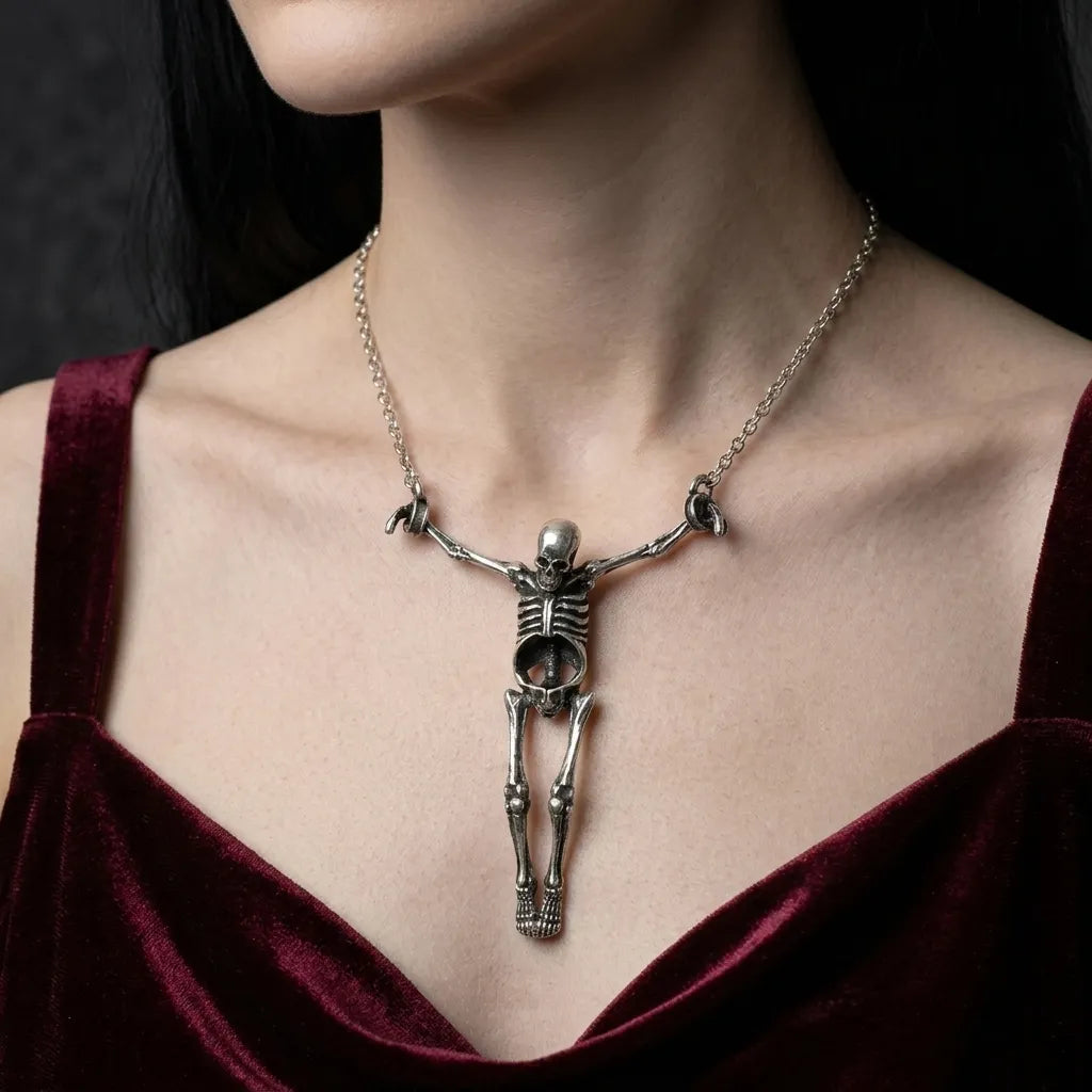 Knochenkruzifix Gothic-Skelett-Halskette