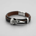 Knochen-Totem Vogelschädel-Lederarmband
