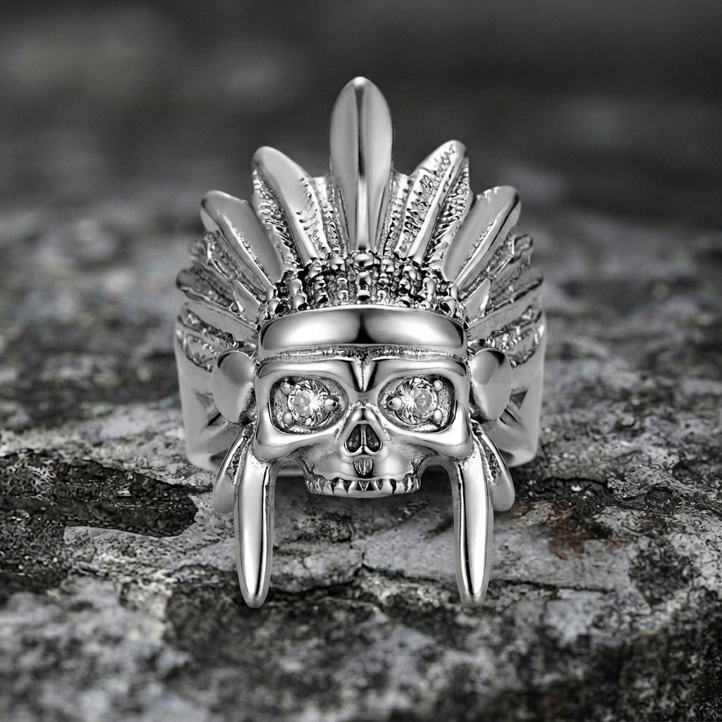 Kriegshäuptling-Totenkopf-Ring