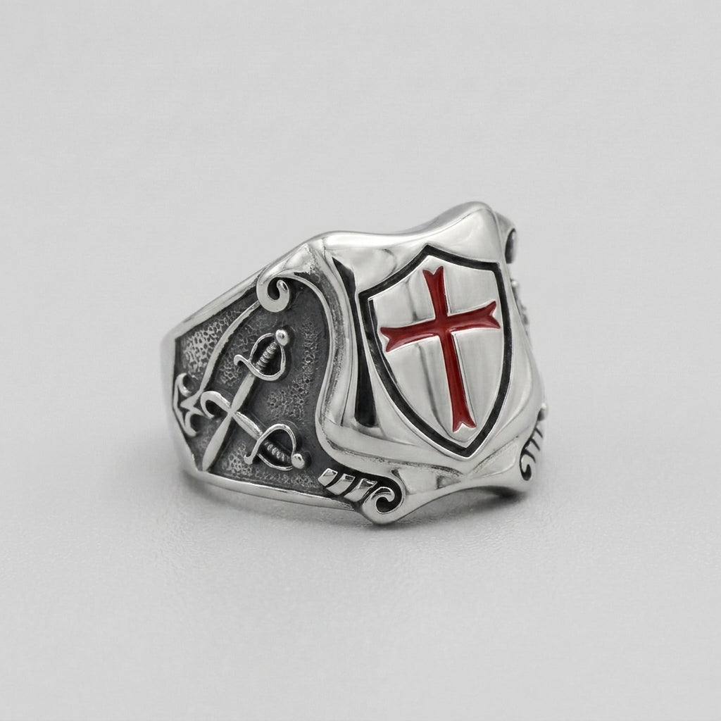 Templerritter-Kreuzfahrer-Schild-Ring
