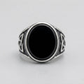 Schwarzer-Onyx keltische Triquetra ovaler Ring