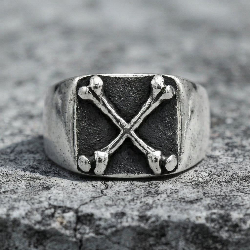 Gekreuzte-Knochen-Statement-Siegelring