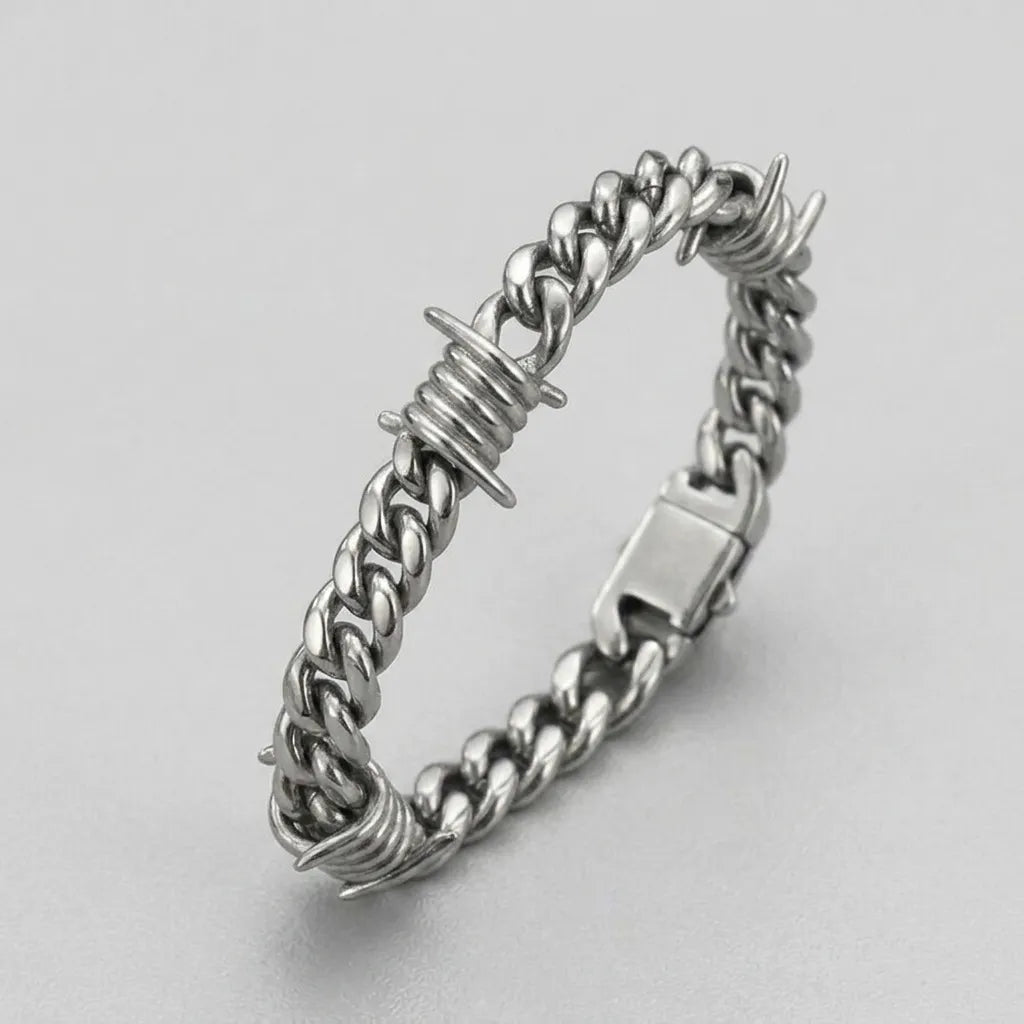 Stacheldraht-Kubaner-Gliederketten-Armband