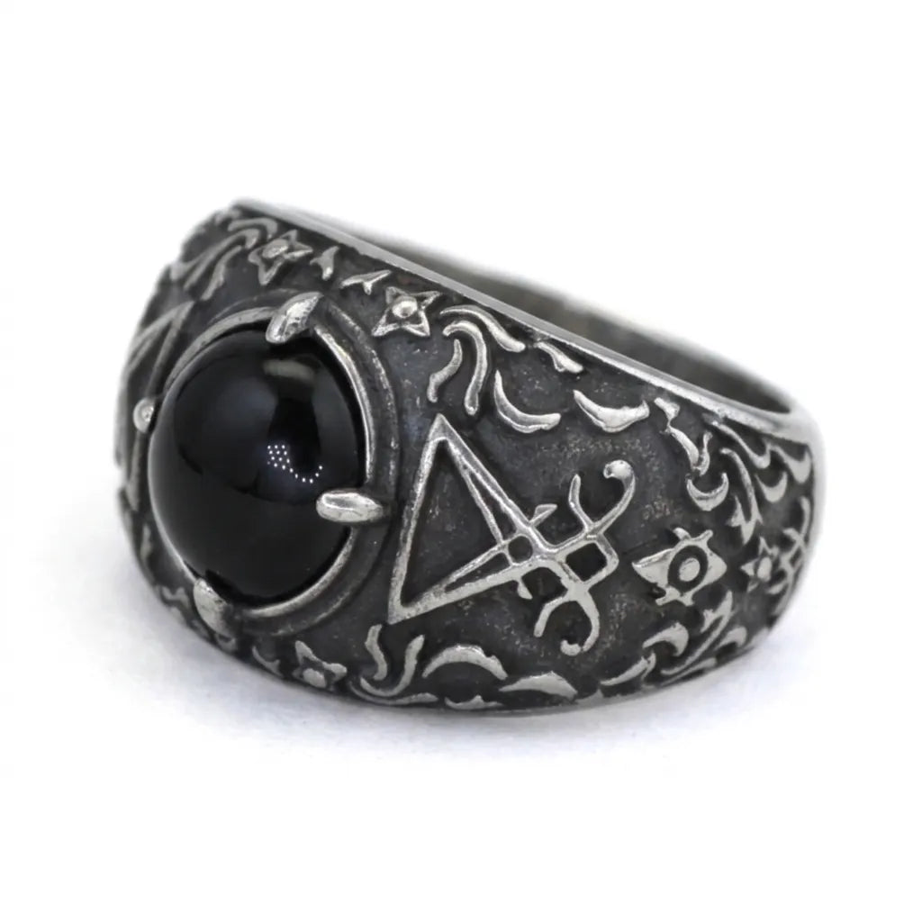 Schwarzer-Onyx Siegel-des-Luzifer Barockring