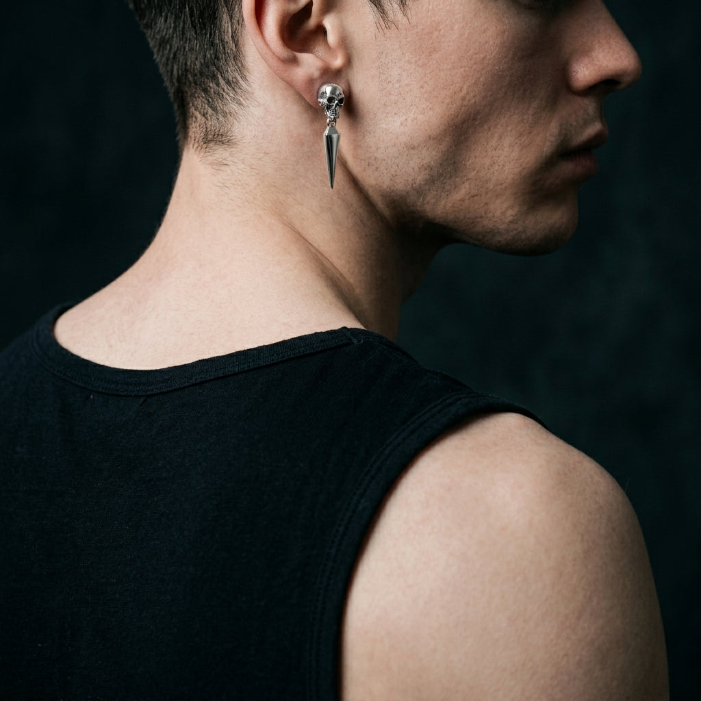 Gothic-Totenkopf-Dorn-Ohrhänger-Stecker