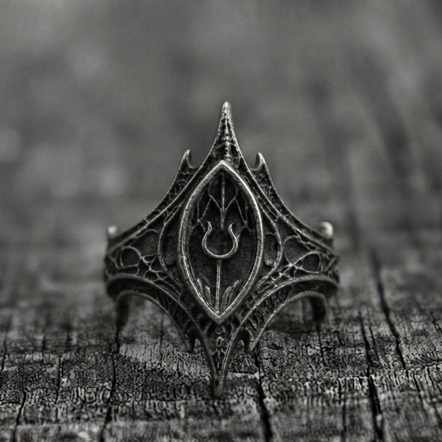 Obsidian-Speer-Kronen-Ring