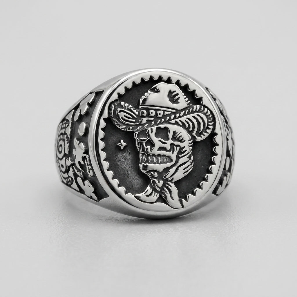 Gothic-Cowboy-Totenkopf-Ring